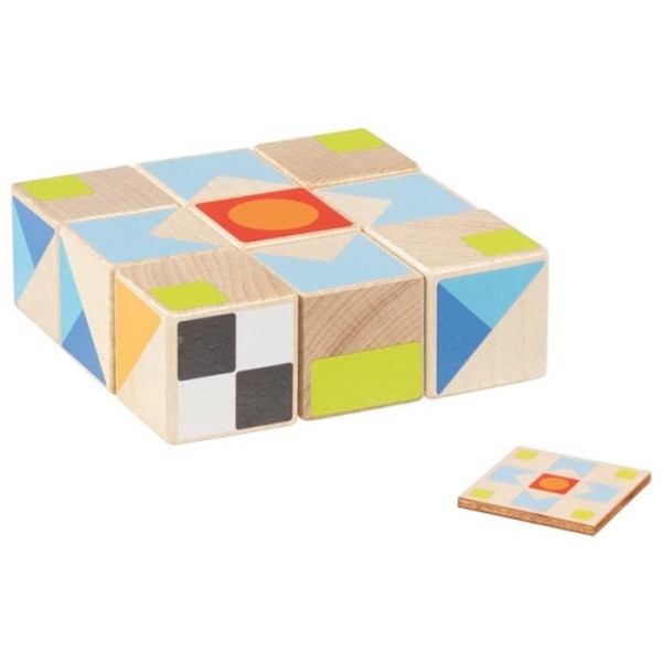 Kubus 2 : jeu de repérage spatial :  9 cubes et 26 carrés en bois