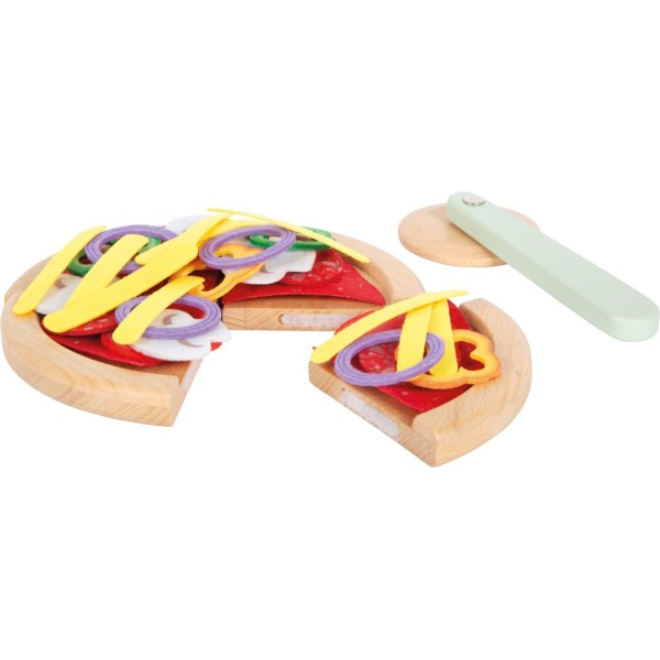 Pizza en bois et feutrine