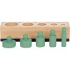 Jeu d’emboitement multicolore, d’inspiration Montessori en bois