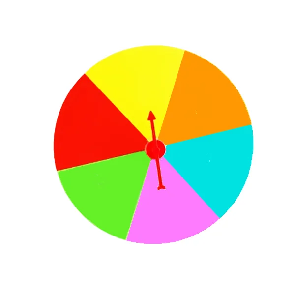 Roue de la chance magnétique 25 cm avec flèche tournante et 6 sections colorées