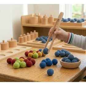 60 boules en feutre, laine feutrée, 12 couleurs