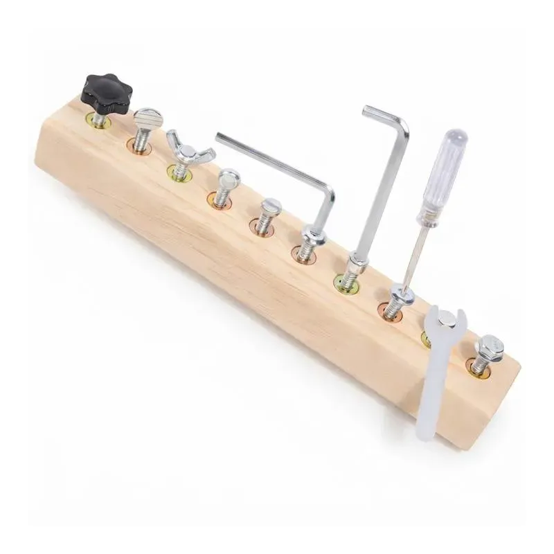 Jeu de motricité fine visser et dévisser – 10 vis et outils en bois | Dès 5 ans Montessori