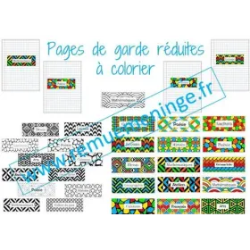 Pages de garde réduites 15 modèles à colorier, modifiables.