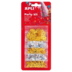 Confettis métallisés étoiles or et argent - vue d'ensemble des 5 sachets