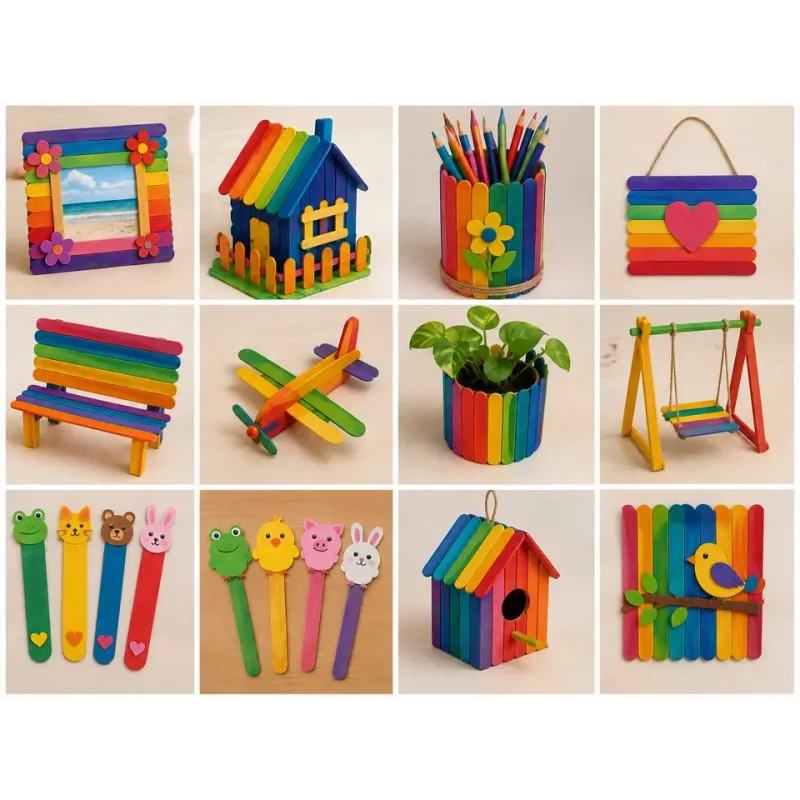 50 bâtonnets multicolores en bois de 11.4 cm de longueur