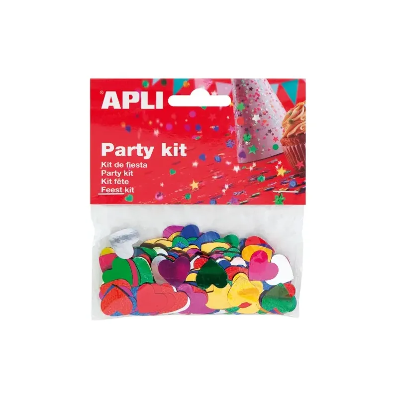 Confettis cœurs métallisés 15 mm assortiment 6 coloris or argent rouge fuchsia vert bleu