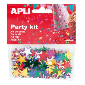 Confettis étoiles métallisés 15 mm assortiment 6 coloris or argent rouge fuchsia vert bleu