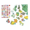 Carte magnétique de l'Europe avec drapeaux placés