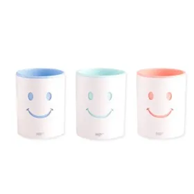 Pot à crayons Smiley 2 en 1 blanc et vert d'eau