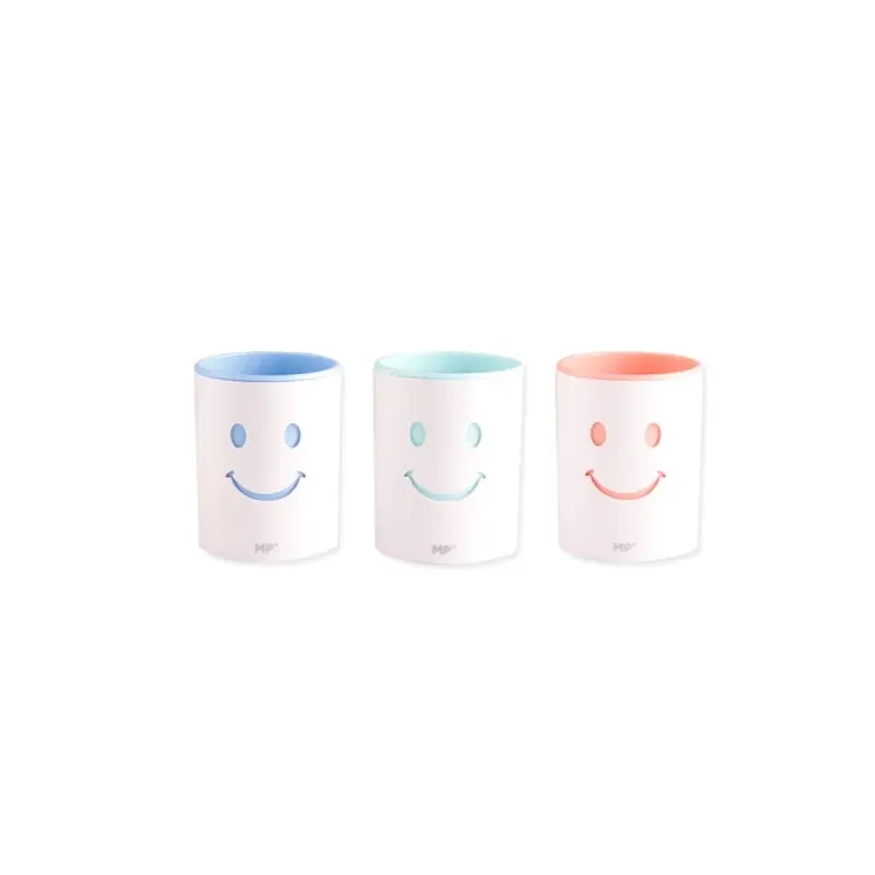 Pot à crayons Smiley 2 en 1 blanc et vert d'eau