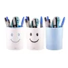 Pot à crayons Smiley 2 en 1 blanc et vert d'eau
