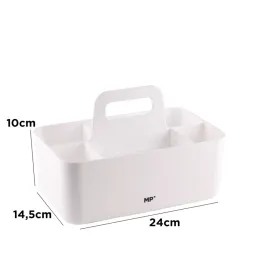 Caddie de rangement blanc 6 compartiments avec poignée pour matériel de classe