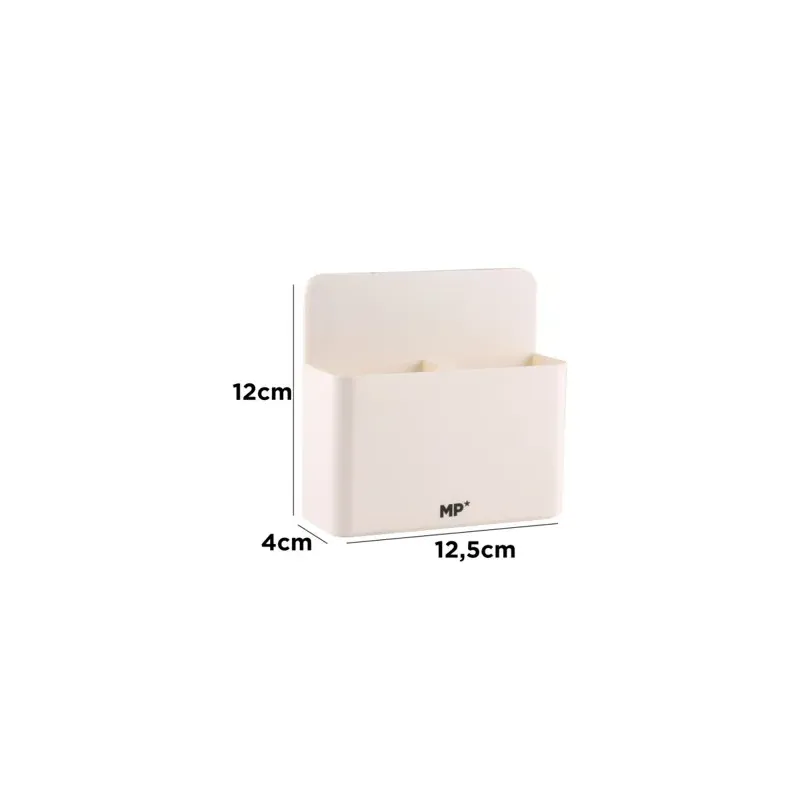 Rangement magnétique blanc 2 compartiments fixé sur tableau de classe