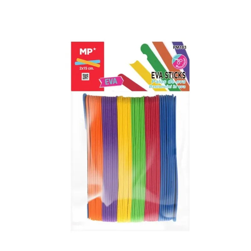 50 grands bâtonnets mousse EVA 15x2 cm couleurs vives assorties pour activités manuelles