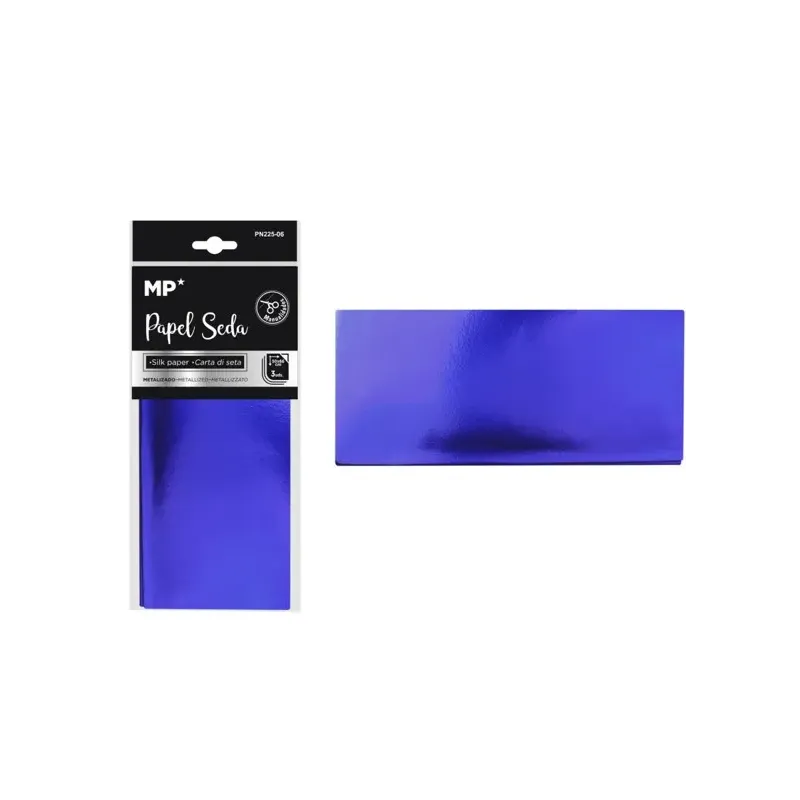 Détail du papier de soie métallisé brillant bleu pour activités manuelles
