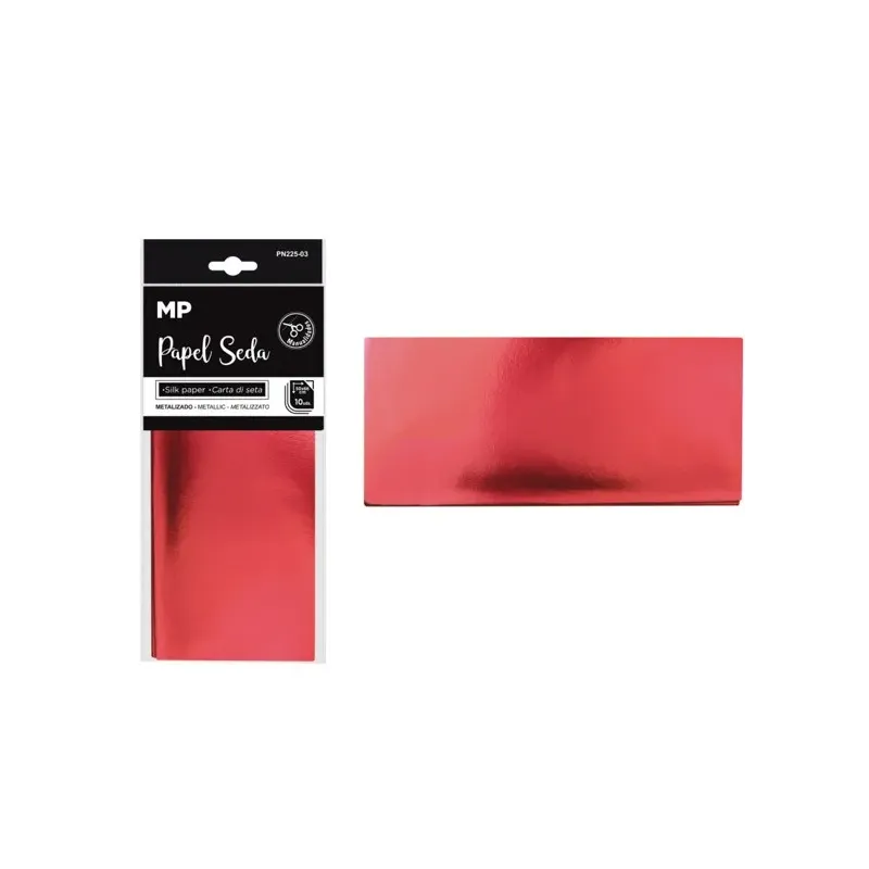 Détail du papier de soie métallisé rouge brillant pour activités manuelles