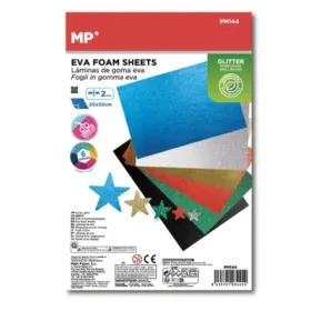 Détail des feuilles de mousse EVA pailletée souples et brillantes