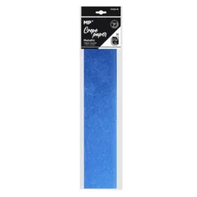 Feuille de papier crépon métallisé bleu 50x100 cm finition brillante