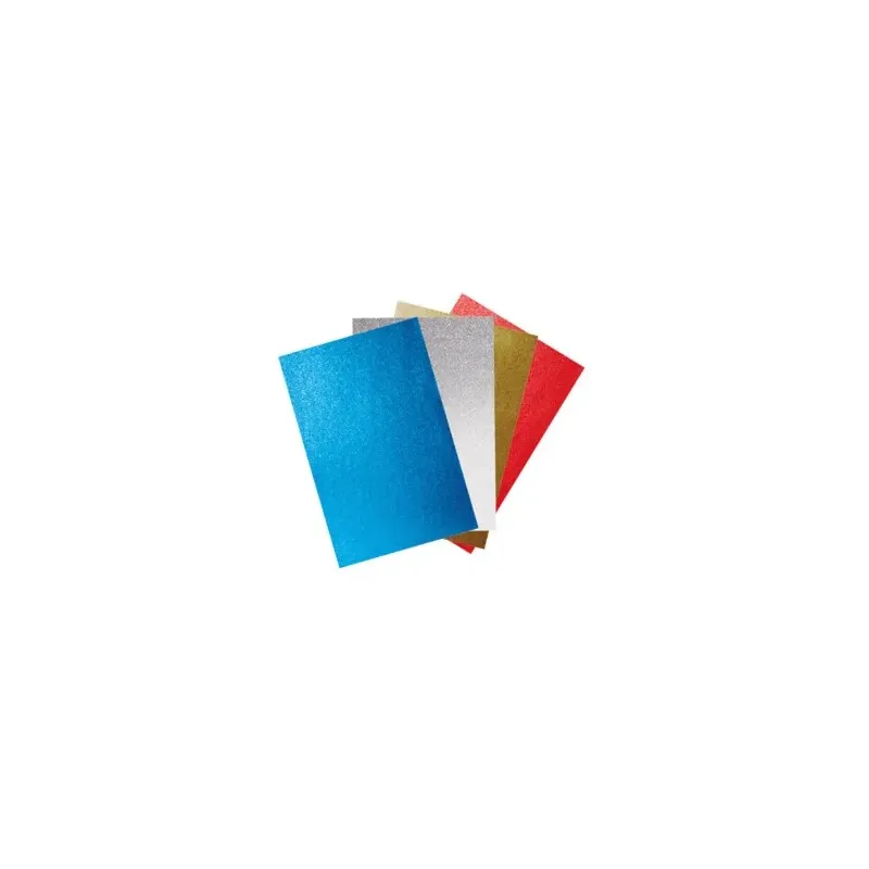 4 feuilles mousse EVA adhésive pailletée 20x30 cm coloris bleu blanc rouge or