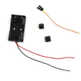 Kit électrique avec buzzer : boîtier à piles, buzzer, bouton-poussoir et fils de connexion