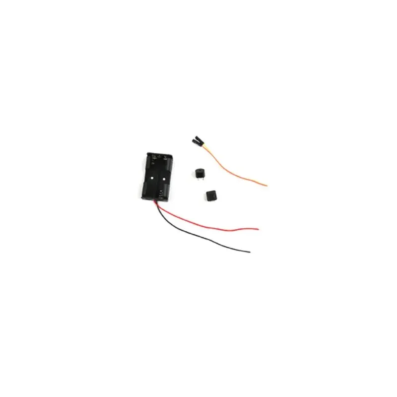 Kit électrique avec buzzer : boîtier à piles, buzzer, bouton-poussoir et fils de connexion
