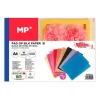 Détail des teintes du papier de soie A4 : rose, bleu, jaune, vert clair et orange