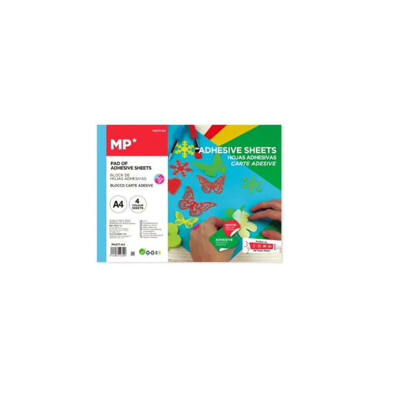 Feuilles de papier adhésif coloré A4 pour ateliers manuels