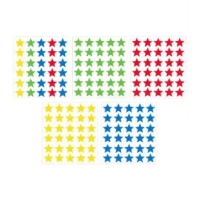 Détail des gommettes étoiles multicolores et unies par couleur