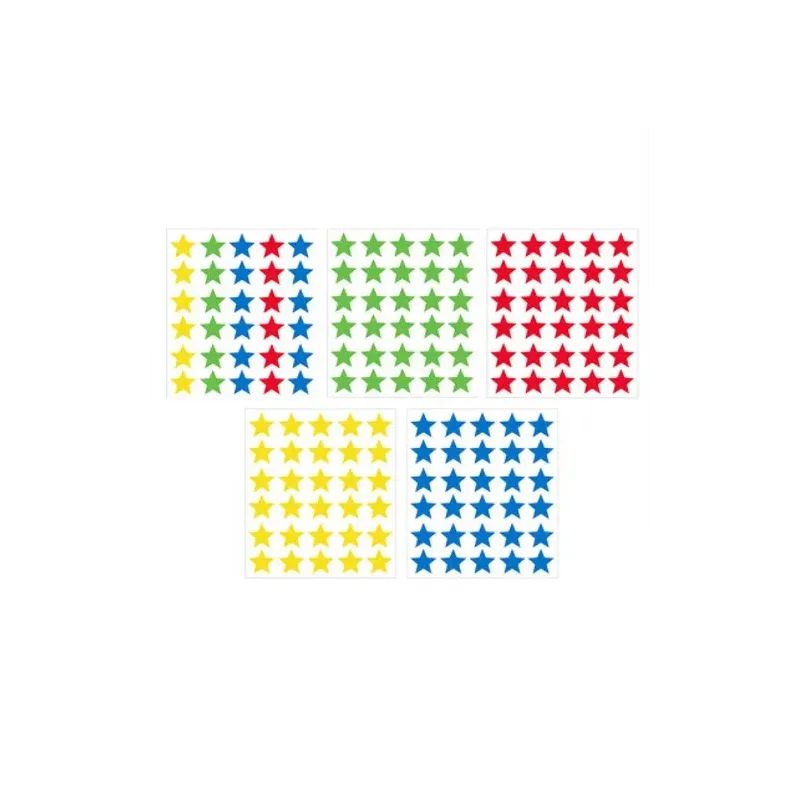 Détail des gommettes étoiles multicolores et unies par couleur