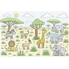 Animaux de la savane tamponnés sur une feuille, réalisation en classe