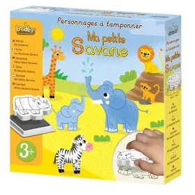 Kit tampons Ma petite savane : 10 tampons animaux et encreur noir