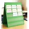 Présentoir chevalet vert  à 10 pochettes transparentes pour cartes-mots, vue de face