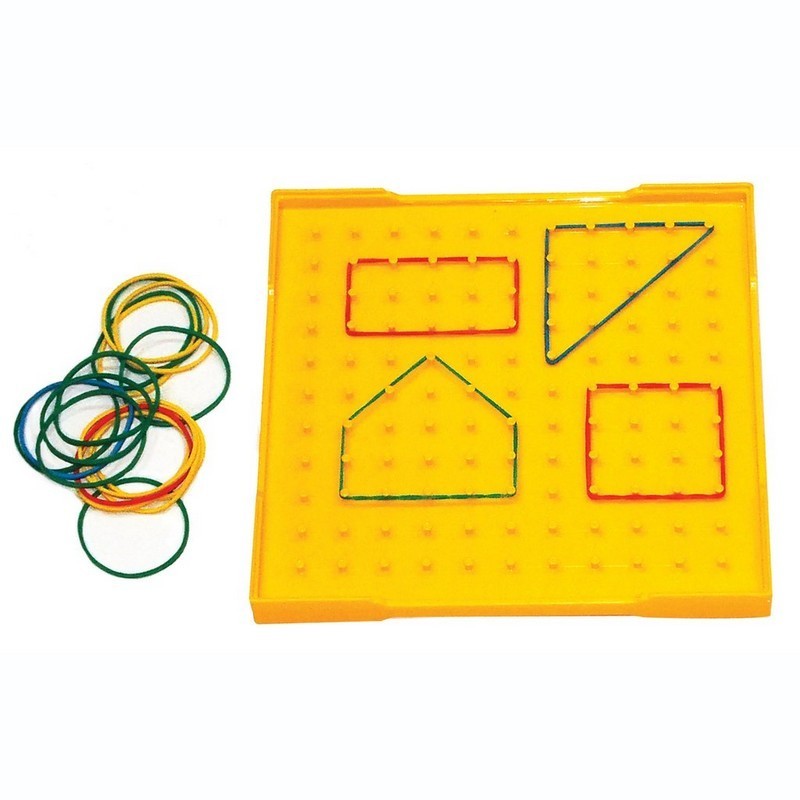 Géoplan en plastique jaune pour des activités de géométrie