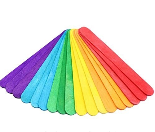 50 bâtonnets multicolores en bois de 11.4 cm de longueur