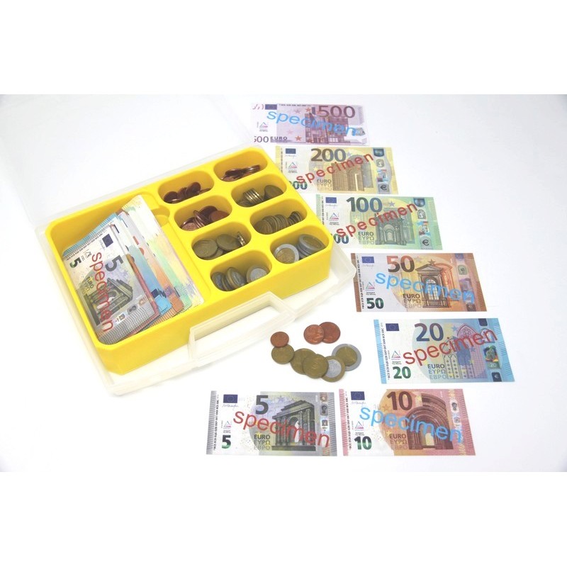 Learning Resources Kit de pièces en euros (jeu de 100), monnaie factice,  billet factices, caisse enregistreuse enfants, maternelle ressources