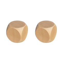 Lot de 2 dés neutres en bois, 18 mm