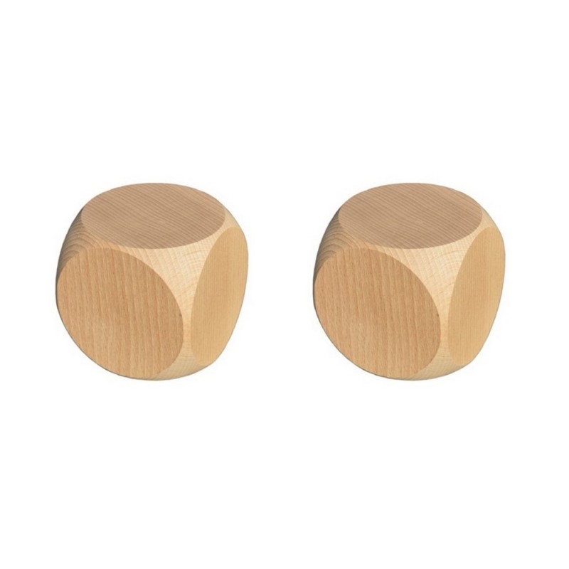 Lot de 2 dés neutres en bois, 18 mm