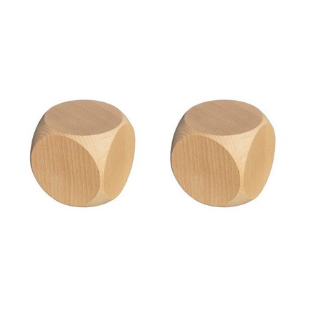 Lot de 2 dés neutres en bois, 18 mm