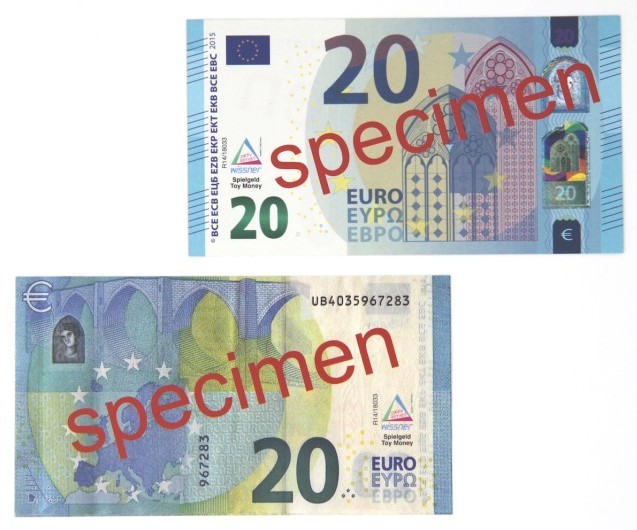 Set 100 billets de banque de 20 euros factices pour jeux de société