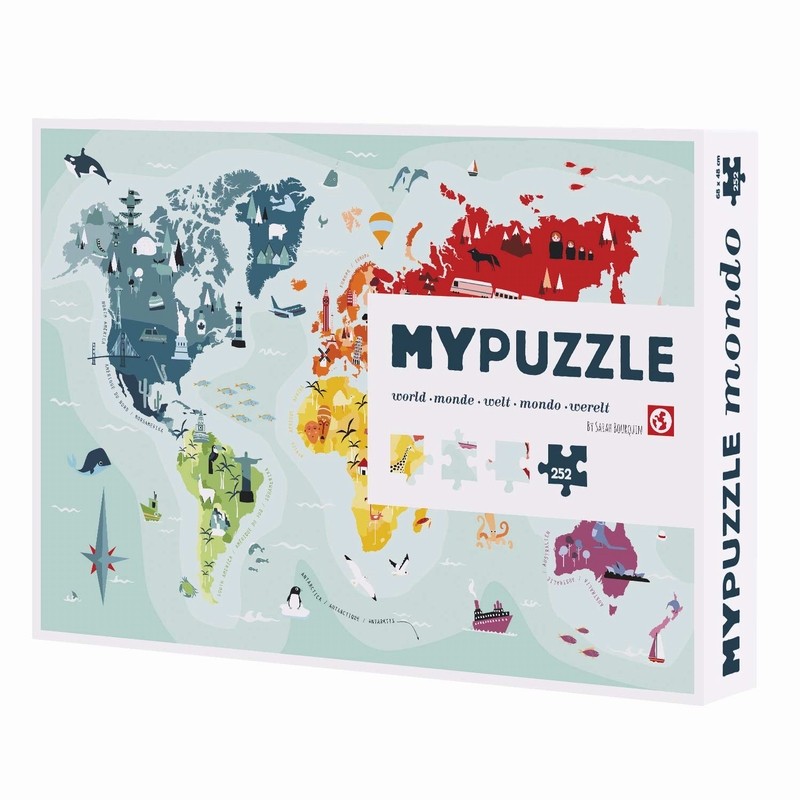 Puzzle Monde : 252 pièces en carton, 68 cm x 48 cm