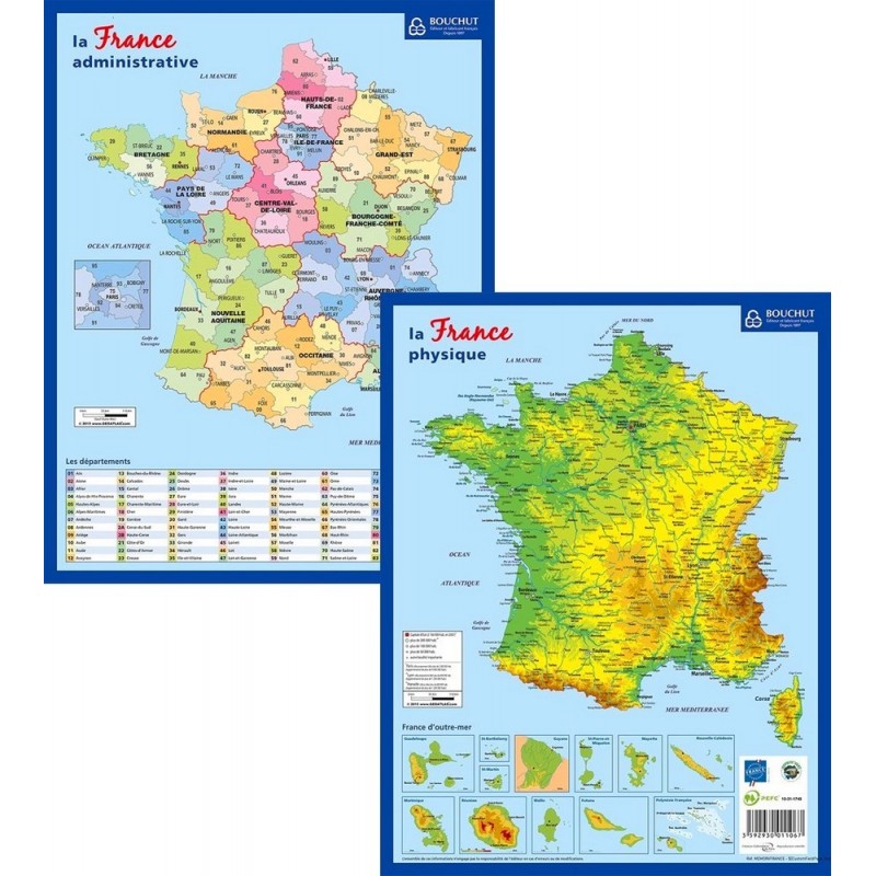 CARTE DE FRANCE : divisions régions, départements et villes