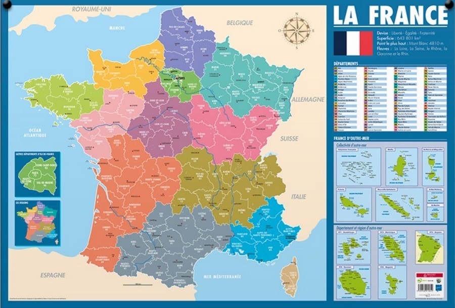 France : carte administrative et physique - 1/2 de Express Map - Livre -  Decitre