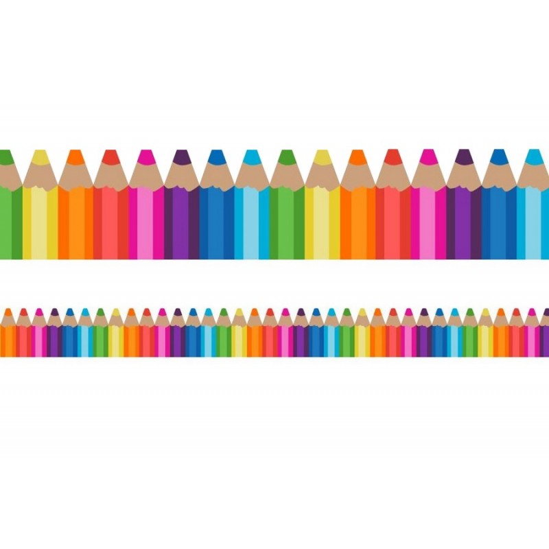 Crayon de couleur bordant un autocollant de bordure murale