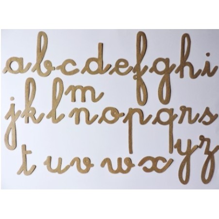 Lettres Cursives avec attaques en bois ou rugueuses