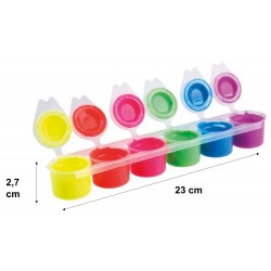 6 pots de peinture couleurs Fluo