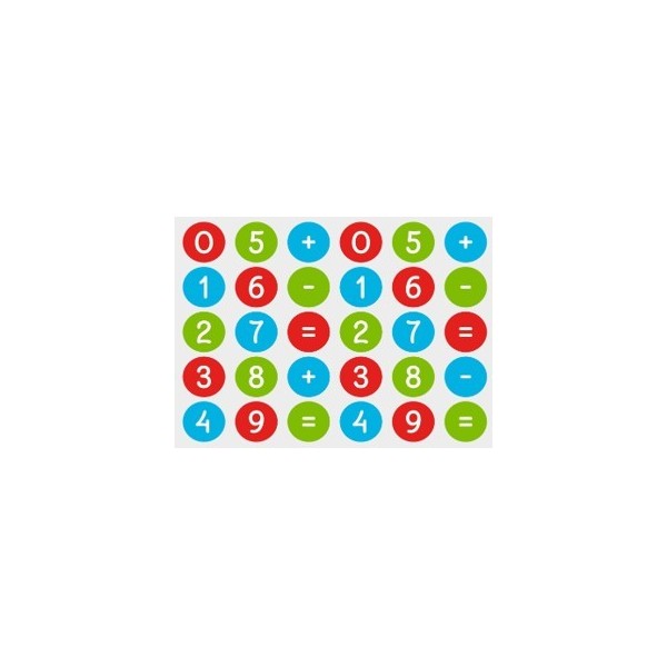 Gommettes Chiffres et signes multicolores, 900, pièces, 2 cm