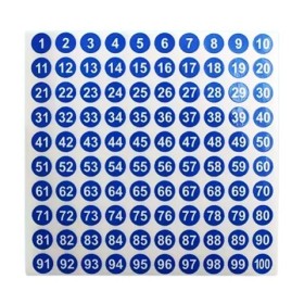 Stickers de 1 à 100 multicolores, 5 couleurs, 1 cm de diamètre