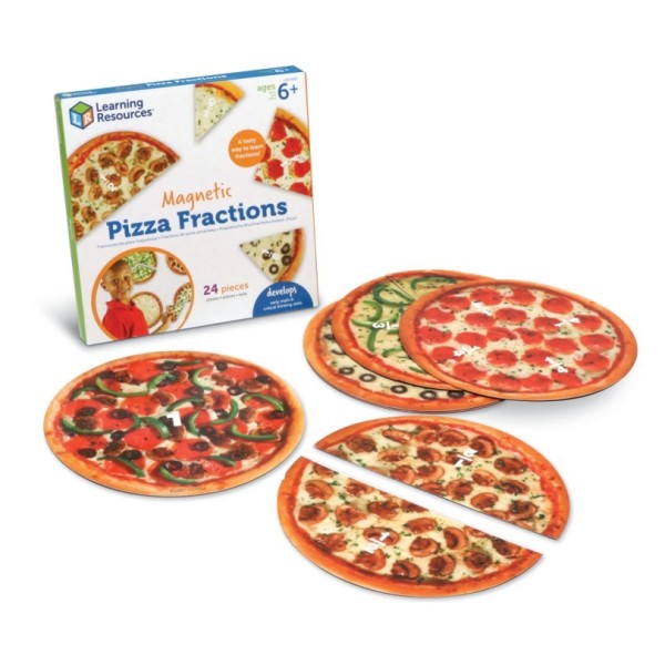 Fractions Pizzas Magnétiques : de l'unité au 1/8 , 6 pizzas de 20 cm