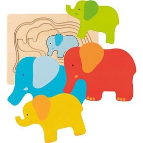 Puzzle 5  éléphants Goki : 5 éléphants de taille différentes