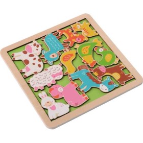 5 Puzzles encastrement Animaux et véhicules